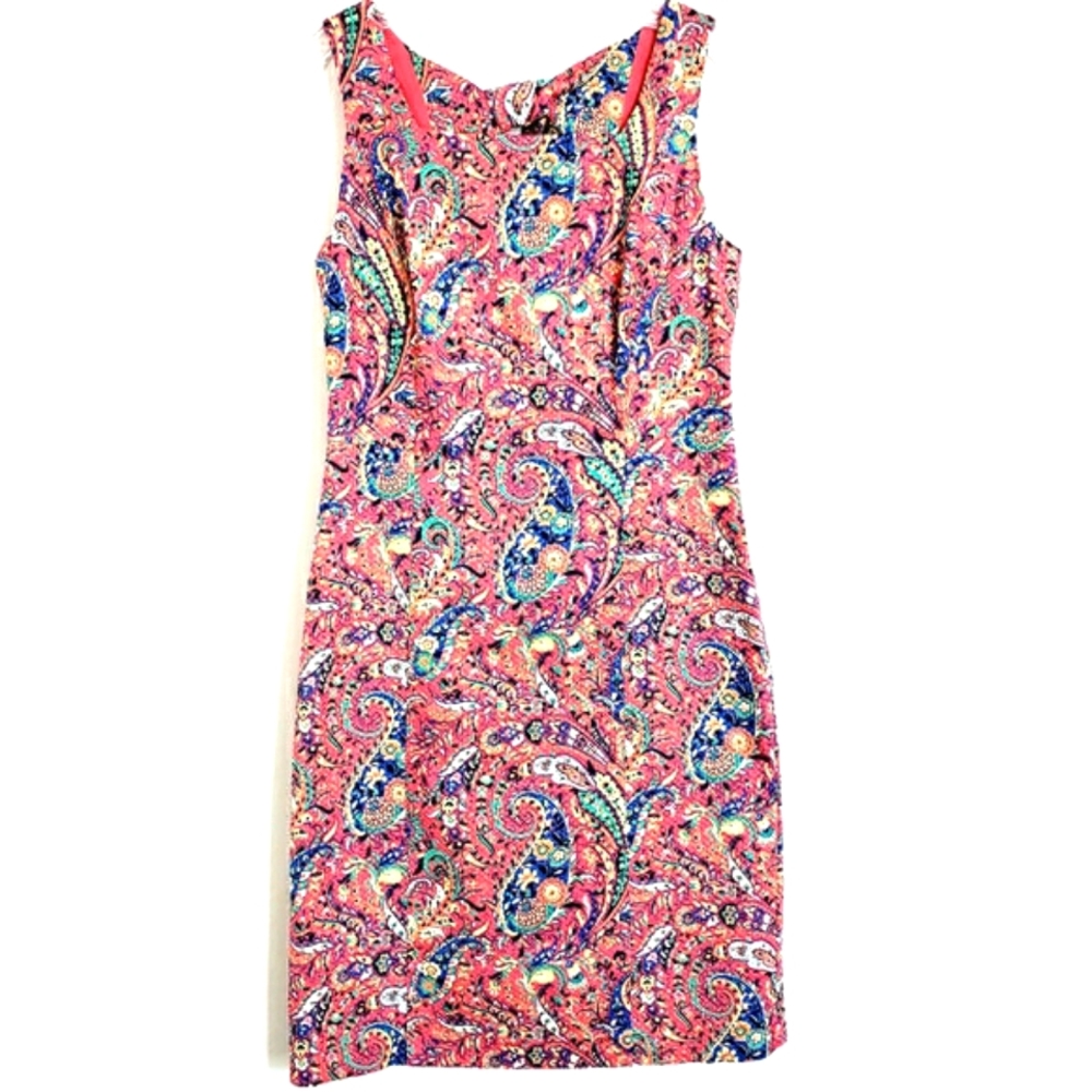 Talbots Nwot Pink Paisley Sleeveless Sheath Dress